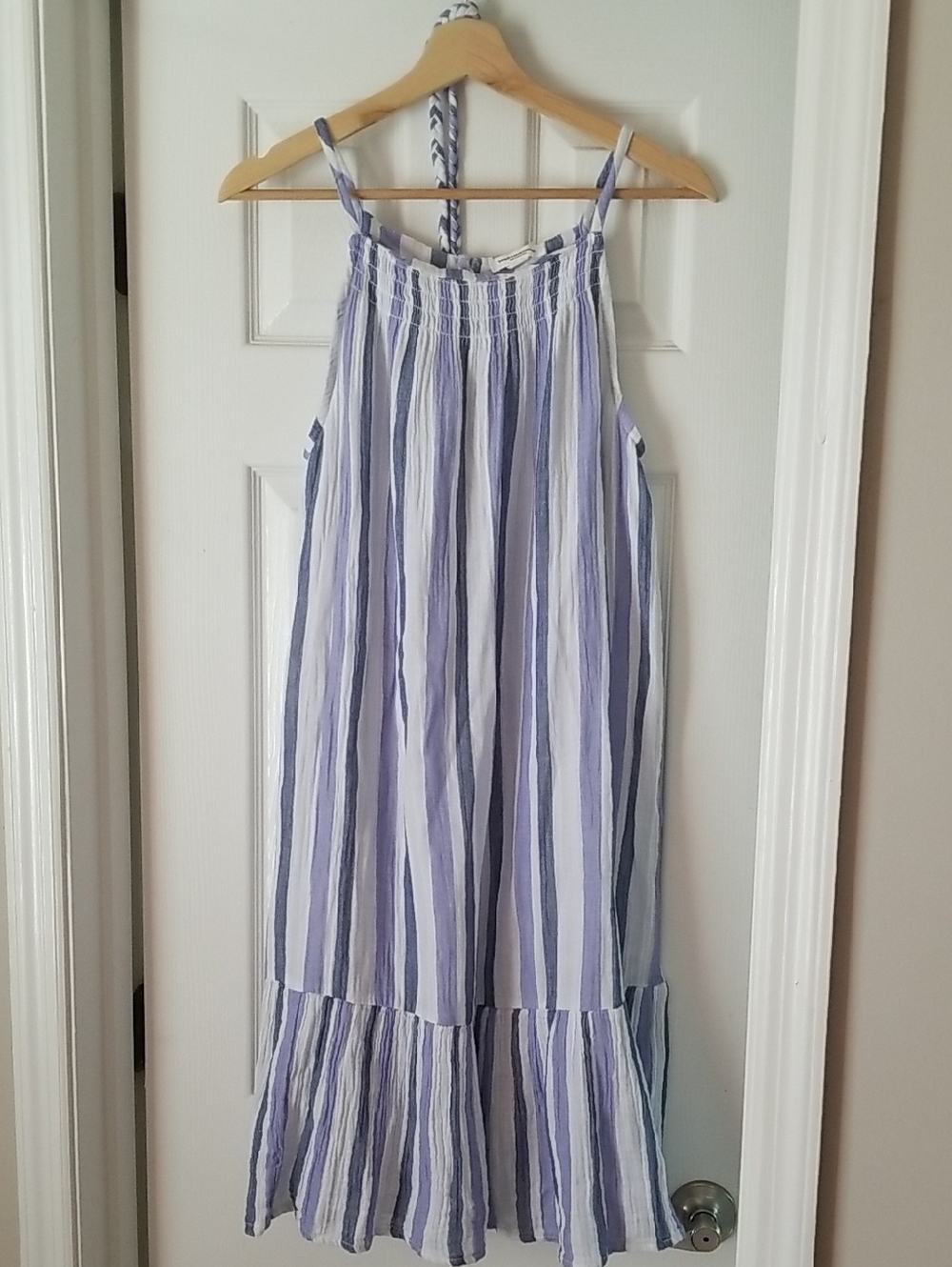 Beachlunchloungе Light Blue & White Striped Casual SunDress